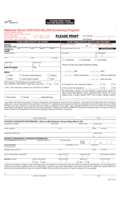 Maternal Serum AFP/hCG/uE3/DIA Screening Form