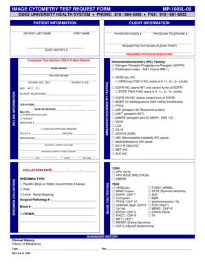 Duke University Health System Image Cytometry Test Request Form