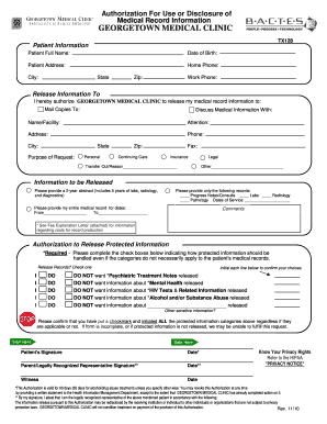 Authorization for Use or Disclosure of Medical Records