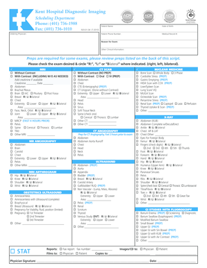Kent Hospital Diagnostic Imaging Request Form