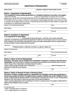Appointment of Representative Form CMS-1696