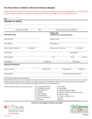 Fetal Center Referral Form