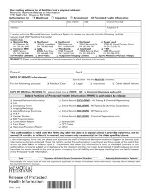 Memorial Hermann Release of Information