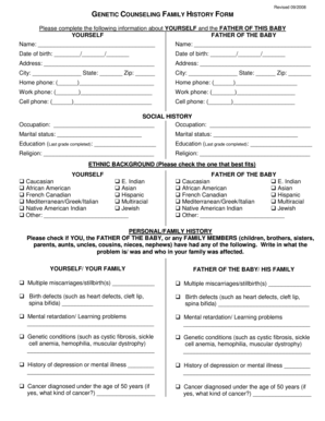 Genetic Counseling Family History Form