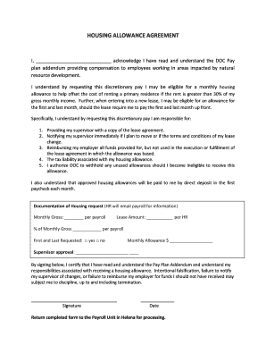 Housing Allowance Agreement