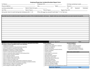 Employee Incident Accident Report Form