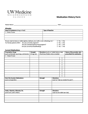 Medication History Form