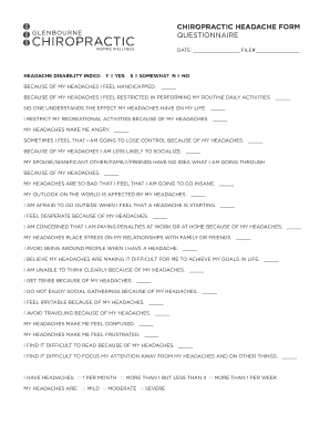 Chiropractic Headache Disability Index Form