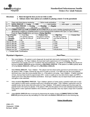 Standardized Subcutaneous Insulin Orders