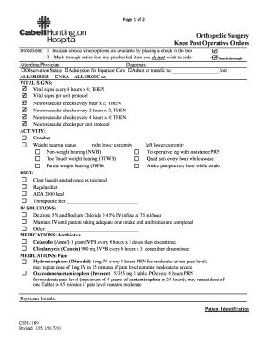 Knee Post Operative Orders