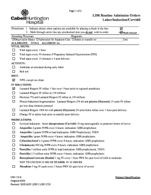 LDR Routine Admission Orders