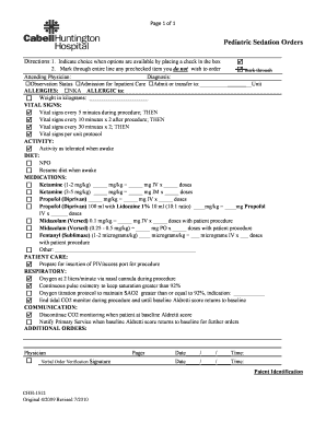Pediatric Sedation Orders
