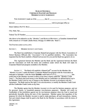 Bank of Montreal Corporate Mastercard Program Agreement