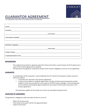 Guarantor Agreement for Tenancy