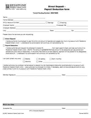 Direct Deposit Payroll Deduction Form
