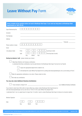 BlueScope Steel Leave Without Pay Form