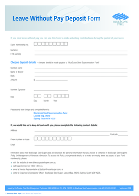 Leave Without Pay Deposit Form