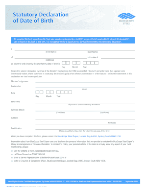 Statutory Declaration of Date of Birth