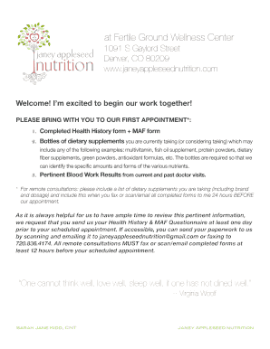 Health History and MAF Questionnaire