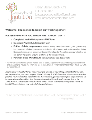 Nutrition Consultation Agreement