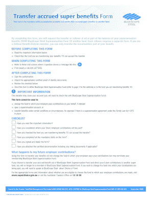 BlueScope Steel Superannuation Transfer Form