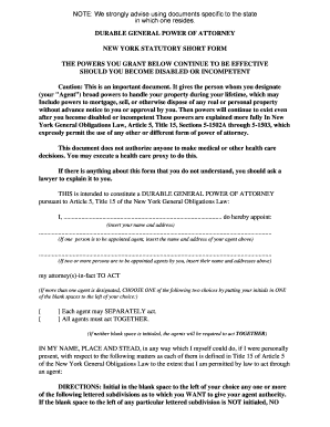 New York Durable General Power of Attorney