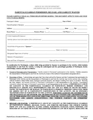 Parental Permission and Liability Waiver