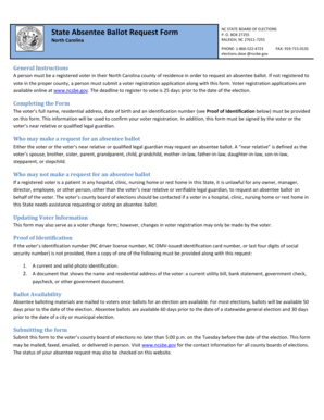 North Carolina Absentee Ballot Request Form