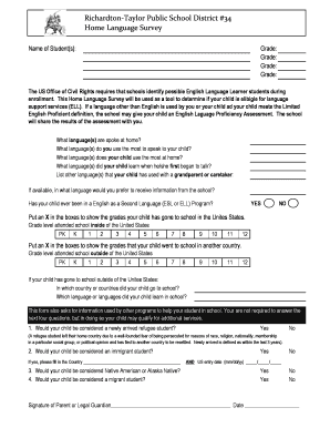 Home Language Survey Form
