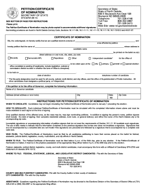 North Dakota Petition/Certificate of Nomination