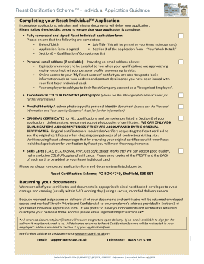 Reset Individual Application Form