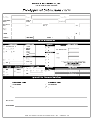 FHA VA Conventional Loan Pre-Approval Form