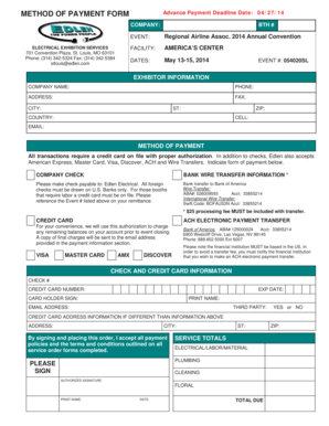 Method of Payment Form
