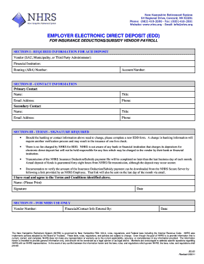New Hampshire Retirement System EDD Form