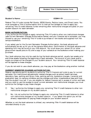 Student Title IV Authorization Form