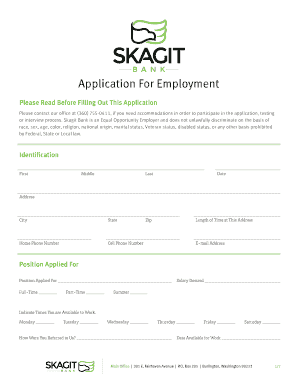 Skagit Bank Employment Application