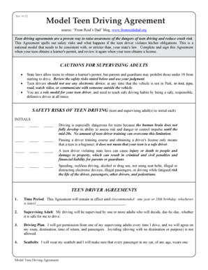 Teen Driving Agreement
