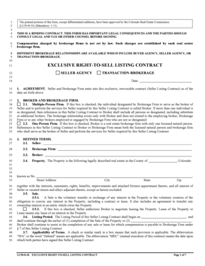 Colorado Exclusive Right-to-Sell Listing Contract