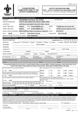 Activity Notification Form