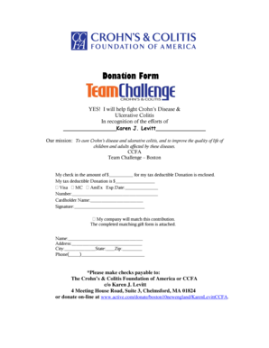Donation Form for Crohn's & Colitis Foundation
