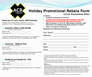 ACR Holiday Promotional Rebate Form