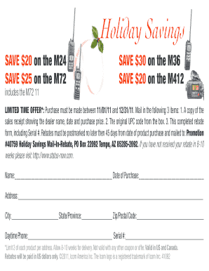 Holiday Savings Mail-In Rebate Form