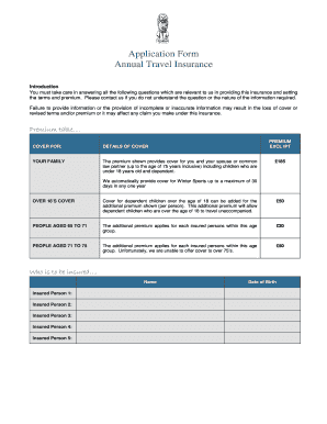 Annual Travel Insurance Application Form