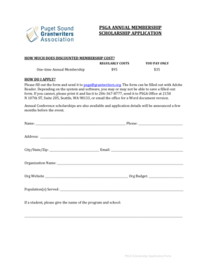 Body paragraph outline - PSGA ANNUAL MEMBERSHIP SCHOLARSHIP APPLICATION -