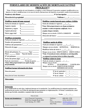 FORMULARIO DE MODIFICACIÓN DE MORTGAGE SAVINGS PROGRAM™