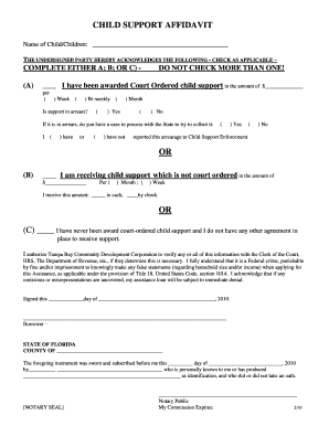 Child Support Affidavit