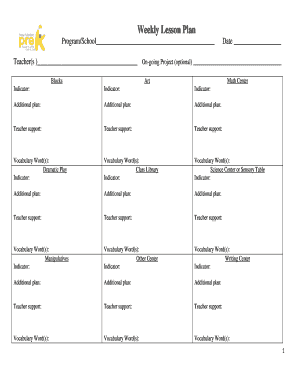 Weekly Lesson Plan Template