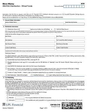 IRA/ESA Distribution Wire Transfer Form