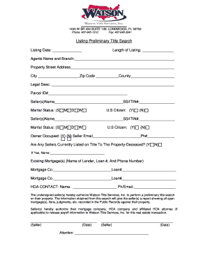 Real Estate Preliminary Title Search Authorization