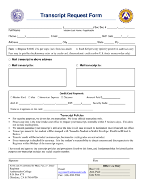 Transcript Request Form